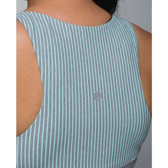 LULULEMON Run: First Base Tank Sz 6 Cliff Hanger Stripe Heathered Slate - Picture 4 of 8